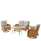 Patio Conversation Set 5-Piece with Loveseat, Swivel Glider Chairs, Coffee Table, and Side Table, NDS Series - Belord