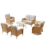 Patio Conversation Set 7-Piece with Loveseat, Swivel Glider Chairs, Patio Chairs, Coffee Table, and Side Table, NDS Series - Belord