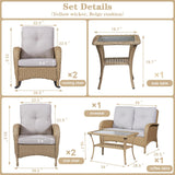 Patio Conversation Set 7-Piece with Loveseat, Rocking Chairs, Patio Chairs, Coffee Table, and Side Table, NDS Series - Belord