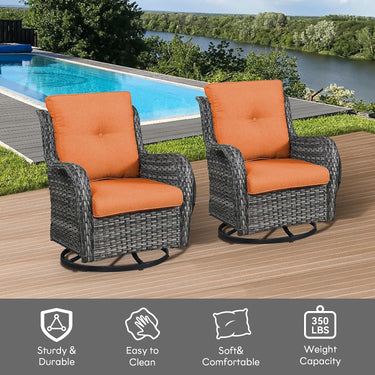 Outdoor Furniture Cushions with Removable Covers - Set of 6 (3 Seat & 3 Back) 22x24x4 Inch Patio Pillows - Belord