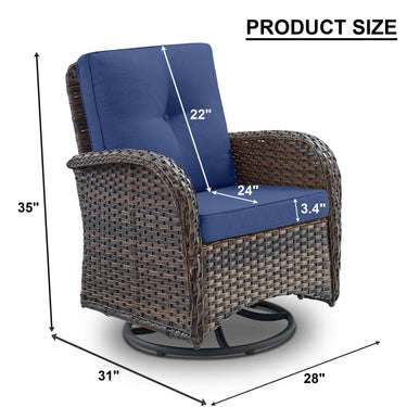 Patio Single PE Wicker Swivel Glider Chair with Thick Cushions, NDS Series - Belord