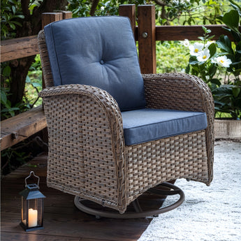 Patio Single PE Wicker Swivel Glider Chair with Thick Cushions, NDS Series - Belord