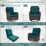 Outdoor Furniture Cushions with Removable Covers - Set of 6 (3 Seat & 3 Back) 22x24x4 Inch Patio Pillows - Belord