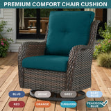 16-Piece Blue Patio Cushion Set - 8 Seat & 8 Back Cushions with Removable Waterproof Covers - Belord