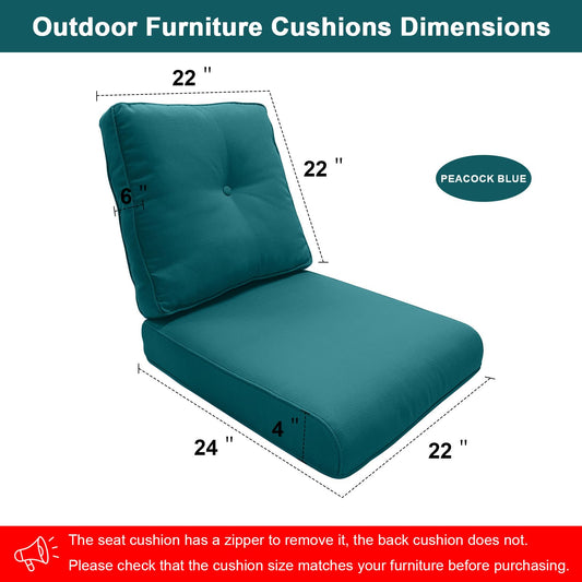Luxury 14-Piece Outdoor Cushion Set - 7 Seat & 7 Back Pillows with Zip-off Waterproof Covers, All-Weather Patio Furniture Replacement