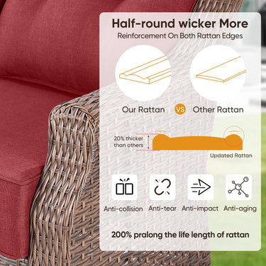 Belord outdoor wicker swivel glider chair and side table set from the OVOLO Series, perfect for patio conversation and relaxation.
