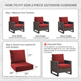 2 Set Outdoor Cushion, High Back and Deep Seating, 6" H x 24" W x 24" D - Belord