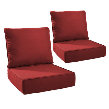 2 Set Outdoor Cushion, High Back and Deep Seating, 6" H x 24" W x 24" D - Belord