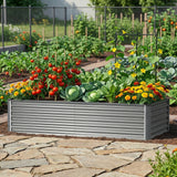 Silver galvanized raised garden bed by Belord, 8x4x2 ft with durable metal frame and 479-gallon soil capacity for outdoor gardening.