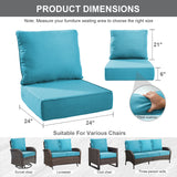 2 Set Outdoor Cushion, High Back and Deep Seating, 6" H x 24" W x 24" D - Belord