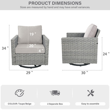 Premium High-Back Swivel Rocker Chairs (Set of 2) - PAD Series - Belord