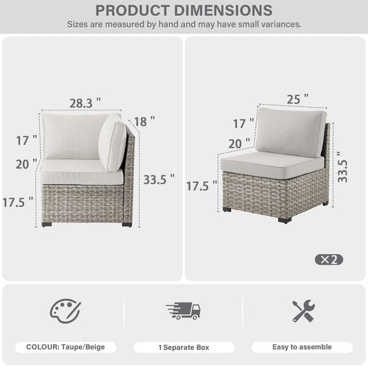 All-Weather 3-Seater Wicker Sofa – Modular Outdoor Sectional with 4” Removable Cushions, PAD Series