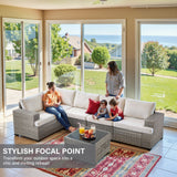 10-Seater Grand Patio Conversation Set - Modular Wicker Sectional Sofa with Glass Coffee Table, PAD Series - Belord