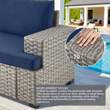 10-Seater Grand Patio Conversation Set - Modular Wicker Sectional Sofa with Glass Coffee Table, PAD Series - Belord