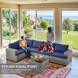 10-Seater Grand Patio Conversation Set - Modular Wicker Sectional Sofa with Glass Coffee Table, PAD Series - Belord