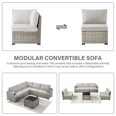 13-Piece Ultimate Outdoor Entertaining Set - 10-Seater Sectional + 43" Fire Pit Table + Coffee Table, PAD Series - Belord