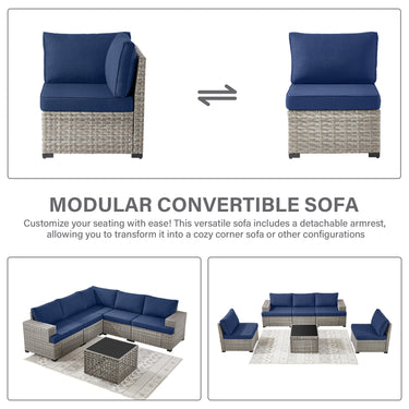 13-Piece Ultimate Outdoor Entertaining Set - 10-Seater Sectional + 43" Fire Pit Table + Coffee Table, PAD Series - Belord