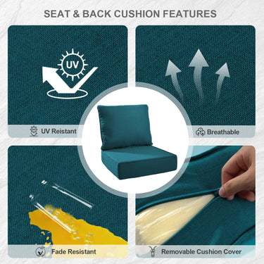 1 Set Outdoor Cushion, High Back and Deep Seating, 6" H x 24" W x 24" D - Belord