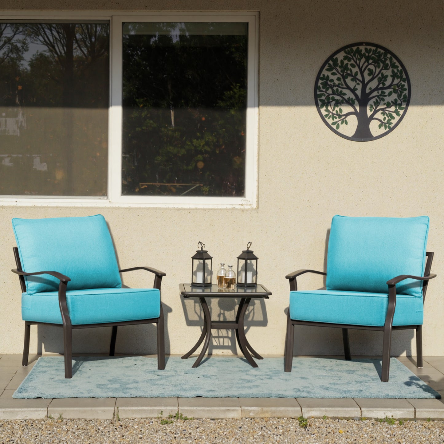 High Back Deep Seat Cushion, 2-Piece Set for Patio Sofas and Chairs, 6"H x 22"W x 24"D