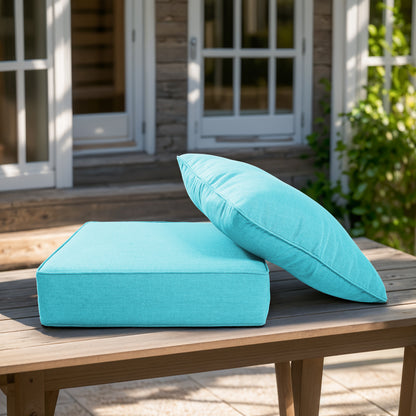 High Back Deep Seat Cushion, 2-Piece Set for Patio Sofas and Chairs, 6"H x 22"W x 24"D
