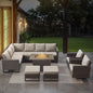 11-Piece Outdoor Wicker Conversation Set with Corner Sofa, Swivel Chairs, Ottomans & 41" Fire Pit Table (55,000 BTU), GRS Series