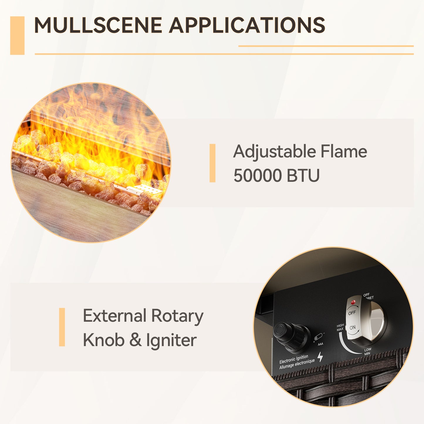 11-Piece Outdoor Wicker Conversation Set with Corner Sofa, Swivel Chairs, Ottomans & 41" Fire Pit Table (55,000 BTU), GRS Series