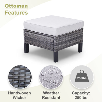 11-Piece Outdoor Wicker Conversation Set with Corner Sofa, Swivel Chairs, Ottomans & 41" Fire Pit Table (55,000 BTU), GRS Series