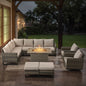 11-Piece Outdoor Wicker Conversation Set with Corner Sofa, Swivel Chairs, Ottomans & 41" Fire Pit Table (55,000 BTU), GRS Series
