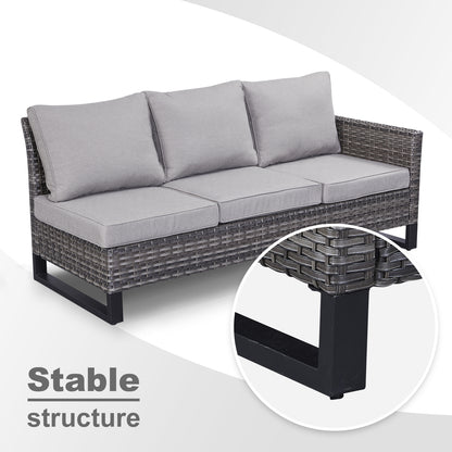 11-Piece Outdoor Wicker Conversation Set with Corner Sofa, Swivel Chairs, Ottomans & 41" Fire Pit Table (55,000 BTU), GRS Series