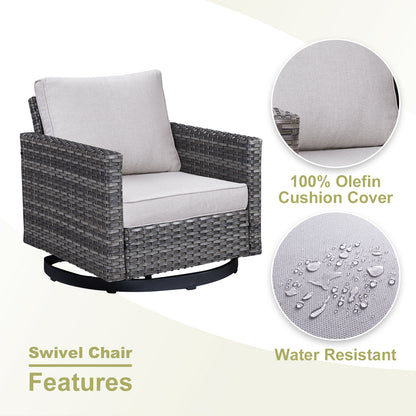 11-Piece Outdoor Wicker Conversation Set with Corner Sofa, Swivel Chairs, Ottomans & 41" Fire Pit Table (55,000 BTU), GRS Series