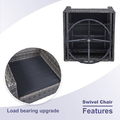 11-Piece Outdoor Wicker Conversation Set with Corner Sofa, Swivel Chairs, Ottomans & 41" Fire Pit Table (55,000 BTU), GRS Series