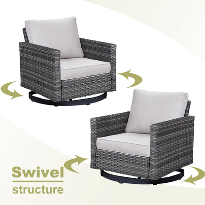 11-Piece Outdoor Wicker Conversation Set with Corner Sofa, Swivel Chairs, Ottomans & 41" Fire Pit Table (55,000 BTU), GRS Series