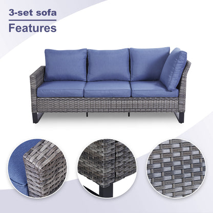 11-Piece Outdoor Wicker Conversation Set with Corner Sofa, Swivel Chairs, Ottomans & 41" Fire Pit Table (55,000 BTU), GRS Series