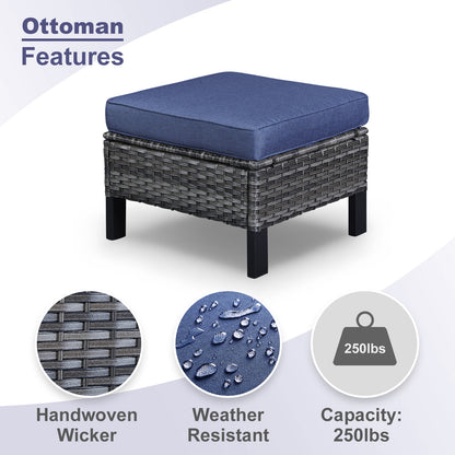 11-Piece Outdoor Wicker Conversation Set with Corner Sofa, Swivel Chairs, Ottomans & 41" Fire Pit Table (55,000 BTU), GRS Series