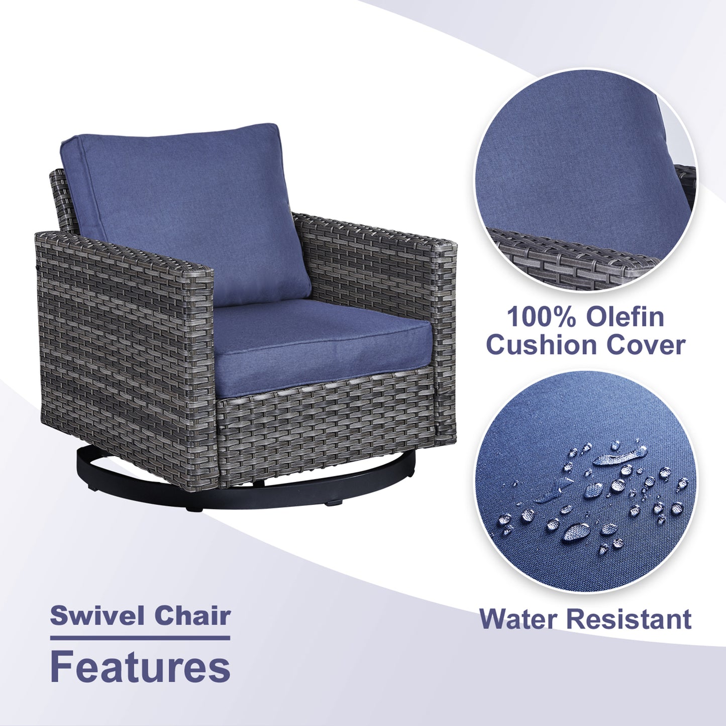 11-Piece Outdoor Wicker Conversation Set with Corner Sofa, Swivel Chairs, Ottomans & 41" Fire Pit Table (55,000 BTU), GRS Series