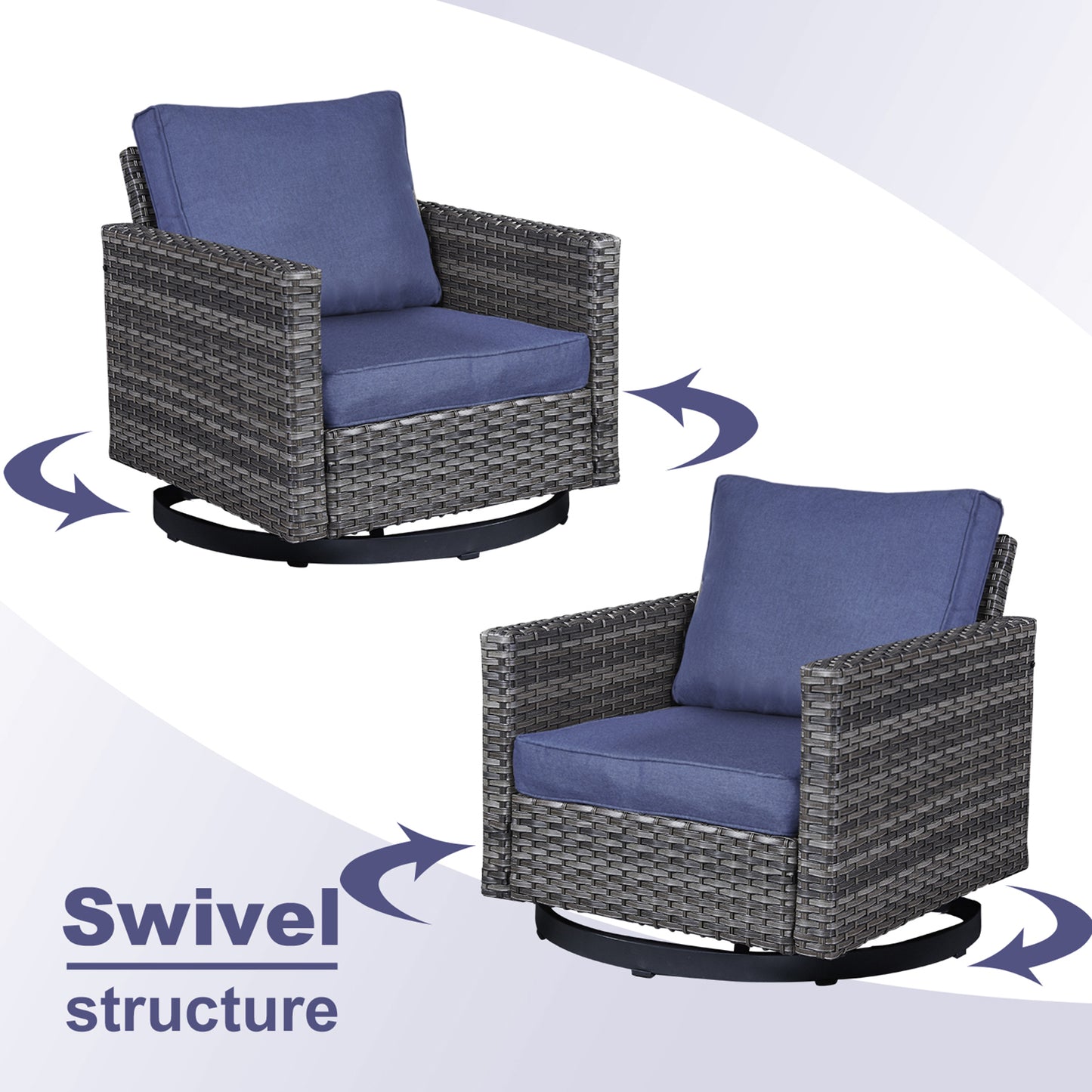 11-Piece Outdoor Wicker Conversation Set with Corner Sofa, Swivel Chairs, Ottomans & 41" Fire Pit Table (55,000 BTU), GRS Series