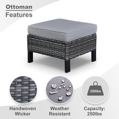 11-Piece Outdoor Wicker Conversation Set with Corner Sofa, Swivel Chairs, Ottomans & 41" Fire Pit Table (55,000 BTU), GRS Series