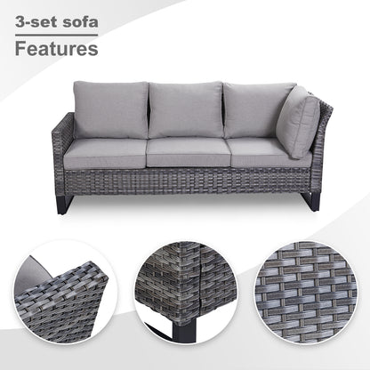 11-Piece Outdoor Wicker Conversation Set with Corner Sofa, Swivel Chairs, Ottomans & 41" Fire Pit Table (55,000 BTU), GRS Series