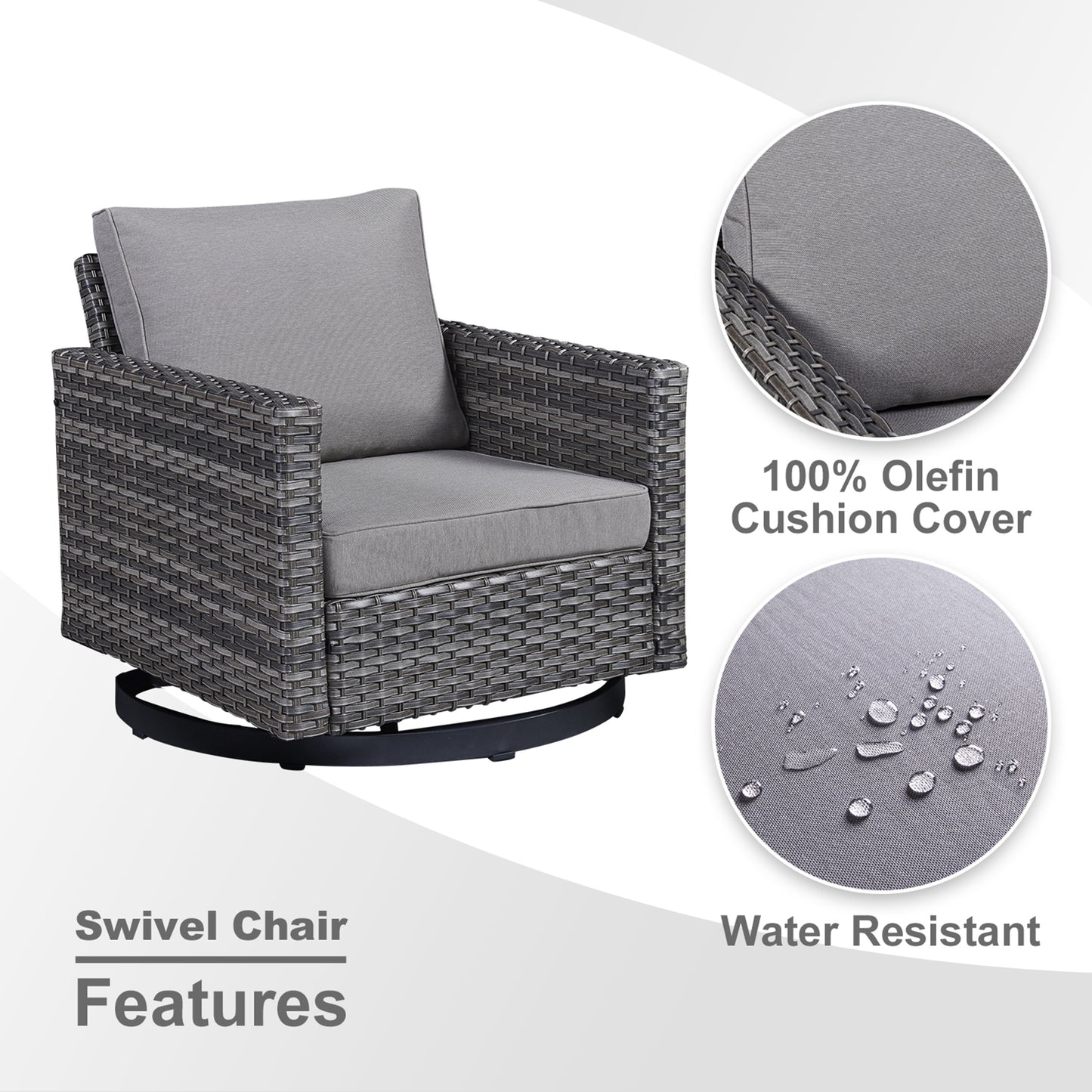 11-Piece Outdoor Wicker Conversation Set with Corner Sofa, Swivel Chairs, Ottomans & 41" Fire Pit Table (55,000 BTU), GRS Series