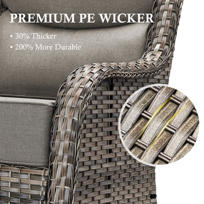 Premium 4PCS Patio Conversation Set for Backyard & Deck, Hand-Woven Rattan Sofa, Swivel Chairs & Coffee Table with 6" Cushions, NT Series