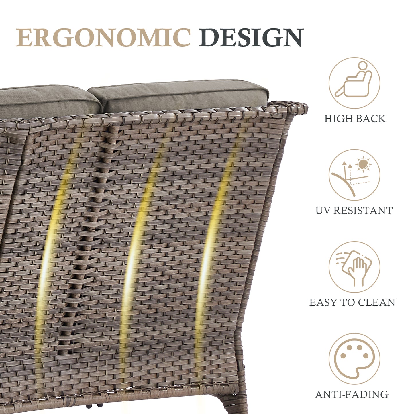 Premium 4PCS Patio Conversation Set for Backyard & Deck, Hand-Woven Rattan Sofa, Swivel Chairs & Coffee Table with 6" Cushions, NT Series