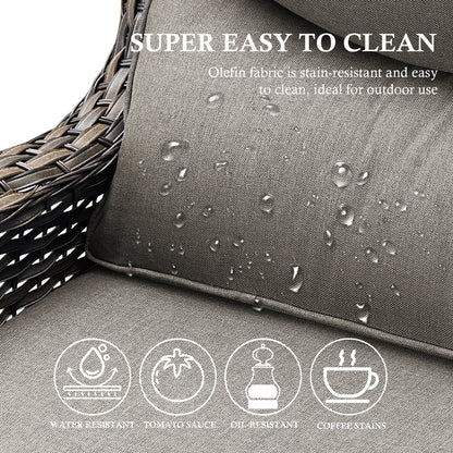 Premium 4PCS Patio Conversation Set for Backyard & Deck, Hand-Woven Rattan Sofa, Swivel Chairs & Coffee Table with 6" Cushions, NT Series