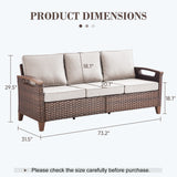 BBR Series Outdoor Sofa - PE Wicker with Powder-Coated Frame & Olefin Cushions - Belord