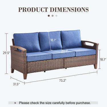 BBR Series Outdoor Sofa - PE Wicker with Powder-Coated Frame & Olefin Cushions - Belord