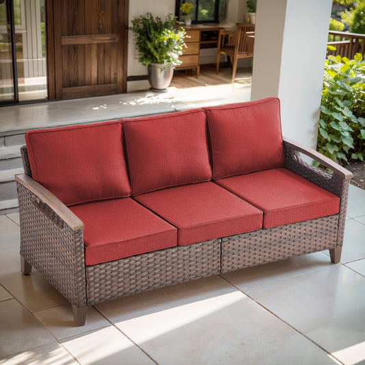 BBR Series Outdoor Sofa - PE Wicker with Powder-Coated Frame & Olefin Cushions