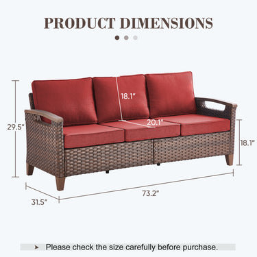 BBR Series Outdoor Sofa - PE Wicker with Powder-Coated Frame & Olefin Cushions - Belord