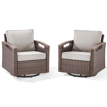 Heavy-Duty Outdoor Swivel Rocking Chairs Set of 2 - Weather-Resistant Metal Frame & PE Wicker with Deep Seat Cushions, BBR Series - Belord