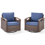 Heavy-Duty Outdoor Swivel Rocking Chairs Set of 2 - Weather-Resistant Metal Frame & PE Wicker with Deep Seat Cushions, BBR Series - Belord