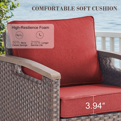 Heavy-Duty Outdoor Swivel Rocking Chairs Set of 2 - Weather-Resistant Metal Frame & PE Wicker with Deep Seat Cushions, BBR Series