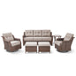 6-Piece Luxury Outdoor Patio Set - High Back Wicker Swivel Glider Chairs with Sofa & Ottoman, Ovolo Series